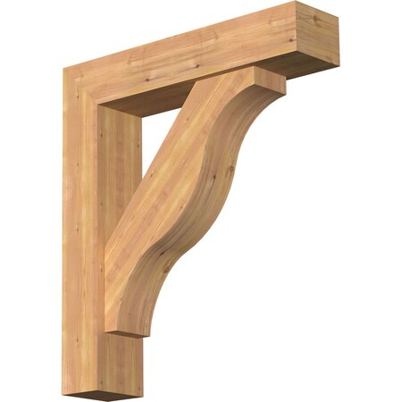 Ekena Millwork Funston Block Smooth Bracket w/ Offset Brace, Western Red Cedar, 7 1/2"W x 34"D x 38"H BKT0806X34X38FST05SWR